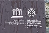 RSM — Città di San Marino — Salita Alla Rocca (UNESCO World Heritiage signage) — 2024