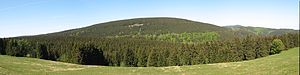 View from the Jordanshöhe near Sankt Andreasberg north-northeast to the Rehberg south flank