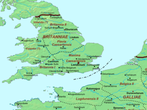 Another possible arrangement, with other possible placements of Valentia noted. Roman Britain - AD 400.png
