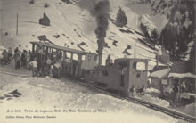 Train de lugeurs à Crêt-d'y-Bau vers 1905.