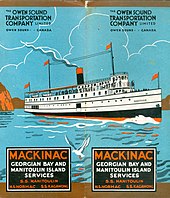 1931 Owen Sound Transportation Company poster featuring Manitoulin SS Manitoulin poster.jpg