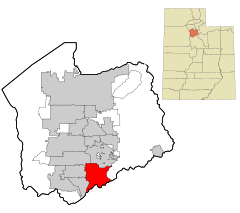 Salt Lake County Utah incorporated and unincorporated areas Draper highlighted.svg