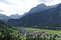 Blick auf Schoppernau; re Künzelspitze - li Juppenspitze