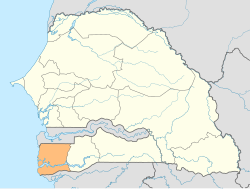 Location of Ziguinchor in Senegal