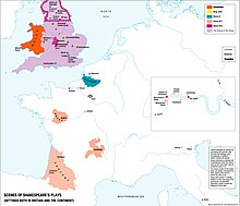 Settings in Britain and France ShakespeareBritainContinent.jpg