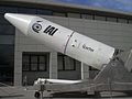 Die dritte Raketenstufe einer Shavit / Jericho 2 mit dem Logo der IAI
