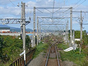 从列车上前摄新油川信号场，2009年9月摄。