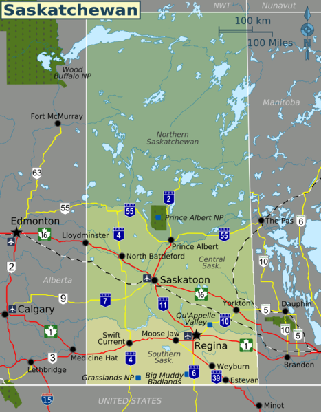 road map of Saskatchewan 