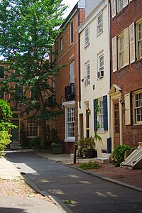 A prototypical side street in Washington Square. Society Hill rowhomes.jpg