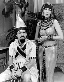 Cher exposing her navel for a scene from an Egyptian soap opera skit on The Sonny and Cher Show, 1977 Sonny & Cher Show 1977.JPG