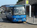 Southern Vectis 202 Monks Bay (M845 LFP), a Toyota HZB50R/Caetano Optimo III, in Newport, Isle of Wight bus station on Wightbus route 30. At this point, some Wightbus services were being run by Southern Vectis buses to allow vehicles being transferred to Southern Vectis to be rebranded.