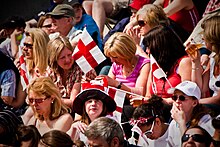 A crowd celebrates Saint George's Day at an event in Trafalgar Square in 2010 St George's Day 2010 - 14.jpg