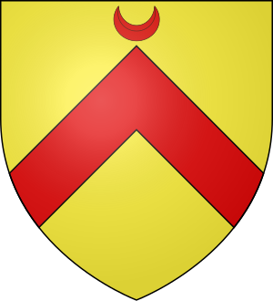 Arms of Baron Stafford of Clifton: Or, a chevron gules, a crescent for difference. Stafford of Clifton arms.svg