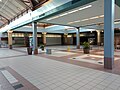 The mall's food court on July 31, 2021, with no tenants. Tables and chairs were removed during the COVID-19 pandemic.