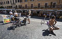 Street art market in Piazza Navona, Rome, Italy