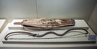 A Subeshi culture bow, circa 800 BCE, Xinjiang Museum Subeshi bow.jpg