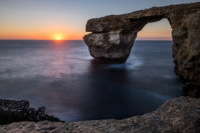 File:Sunset At The Azure Window San Lawrenz Malta Seascape Photography (201974945).jpeg