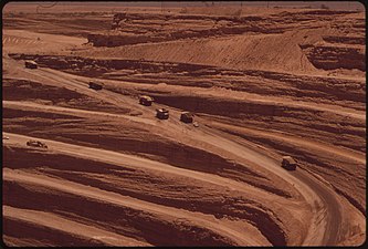 Haul trucks at the Twin-Buttes mine