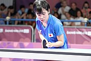 Deutsch: Tischtennis bei den Olympischen Jugendspielen 2018; Tag 9, 15. Oktober 2018; Mixed, Finale, Mixed-Doppel – Miu Hirano (JPN) gegen Sun Yingsha (CHN) 2:3 English: Table tennis at the 2018 Summer Youth Olympics at 15 October 2018 – Mixed Final, Mixed-Double – Miu Hirano (JPN) Vs Sun Yingsha (CHN) 2:3