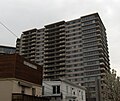 The Philadelphian, 2401 Pennsylvania Avenue, 19130, is a large, luxury condominium building, built in the early 1950's, but there has been a very recent replacement of all the windows and other exterior renovations. This view is from North 24th Street at Perot, looking south.