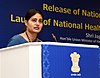 Minister Stanu ds. Zdrowia i Opieki nad Rodziną, Smt.  Anupriya Patel przemawia podczas publikacji Narodowego Profilu Zdrowia (NHP) 2018 i uruchomienia Narodowego Repozytorium Zasobów Zdrowia (NHRR), w New Delhi.JPG