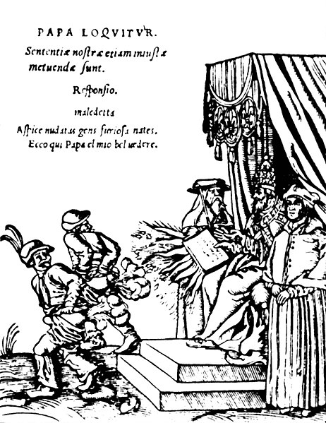 From a series of woodcuts (1545) usually referred to as the Papstspotbilder or Papstspottbilder in German or Depictions of the Papacy in English, by L