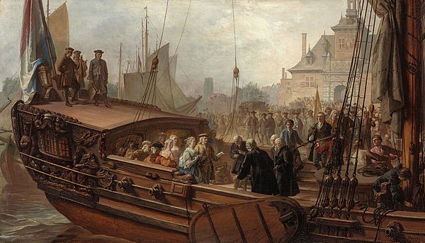 The Welcome by the Mayor of Rotterdam of William IV, Prince of Orange and his Consort Anna of Great Britain, 1734. By Jacob Spoel