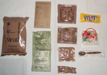 Tabasco sauce highlighted in an MRE, middle right Tobasco sauce in an MRE.png