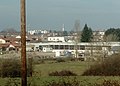 La tour de Saint-Denis-lès-Bourg depuis la route de Seillon à Péronnas.