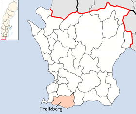 Karta Grofovije Skåne sa pozicijom Općine Trelleborg