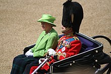 Previous Colonel-in-Chief of the Regiment Elizabeth II, with Prince Philip in 2007 Trooping the Colour Queen Duke of Edinburgh 16th June 2007.jpg