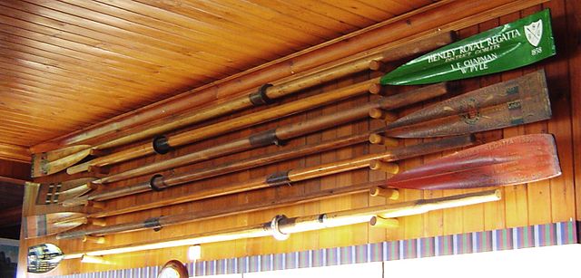 Trophy oars of the seven founding member clubs of the Remenham Club