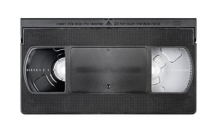 A VHS video cassette tape.