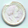 A remebering coin to Richard Wagner (from the "Bayreuther Festspiele") with a side-interveted cameo-portait of Richard Wagner