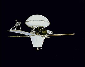 "Viking-2" sestaven. Biologická clona, ​​uvnitř které se nachází sestupové vozidlo, a orbitální stanice se solárními panely.