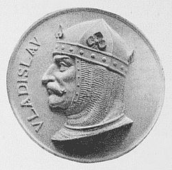 Владислав I на медальон от 1890, автор: Антонин Поп