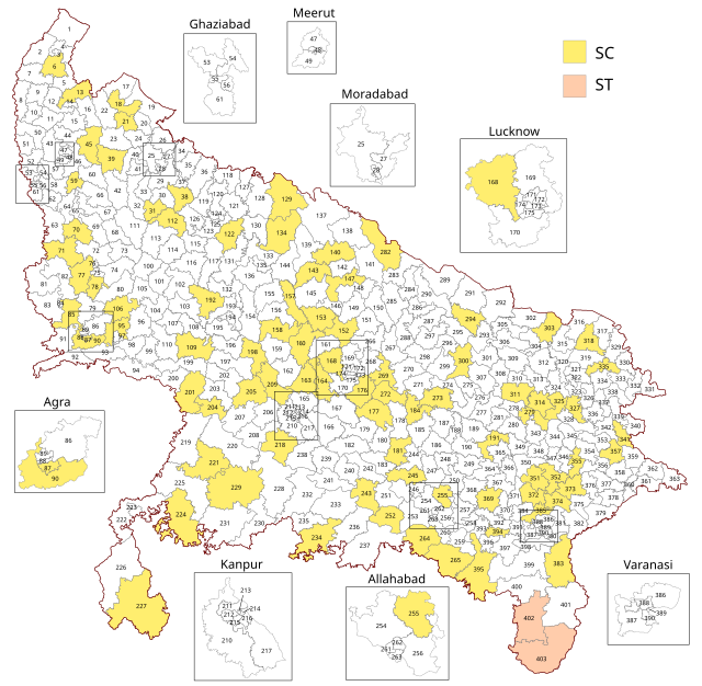 Map of constituencies of the Uttar Pradesh Legislative Assembly