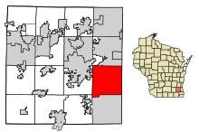 Waukesha County Wisconsin Zone încorporate și necorporate New Berlin Highlighted.svg