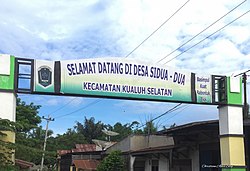 Gapura selamat datang di Desa Sidua-dua