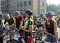 Čeština: Tým české Wikipedie před startem cyklistického závodu Pražská padesátka English: Czech Wikipedia Cyclo Team before start of "Pražská padesátka" event, Prague, Czech Republic.