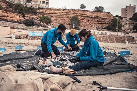 Wings of the Ocean volunteers sorting waste in Mallorca, Spain