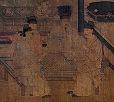 Li Jing playing Go with his brothers. Detail from a painting by Zhou Wenju (fl. 942-961 CE), Southern Tang dynasty.