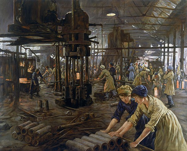 596px-'The_Munitions_Girls'_oil_painting,_England,_1918_Wellcome_L0059548.jpg (596×480)