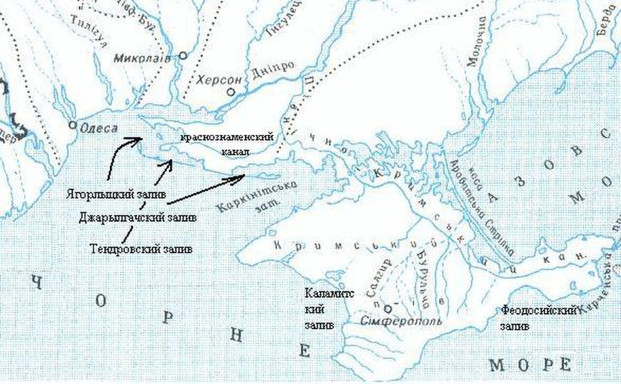 Моря на контурной карте