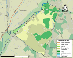 Kolorowa mapa przedstawiająca użytkowanie gruntów.