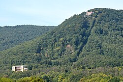 A libegő folyosója a Villa Ludwigshöhe (bal alsó rész) és Rietburg (jobb felső rész) között