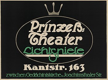 Von Beyer & Boehme 1911 gedrucktes Plakat für das Prinzeß-Theater