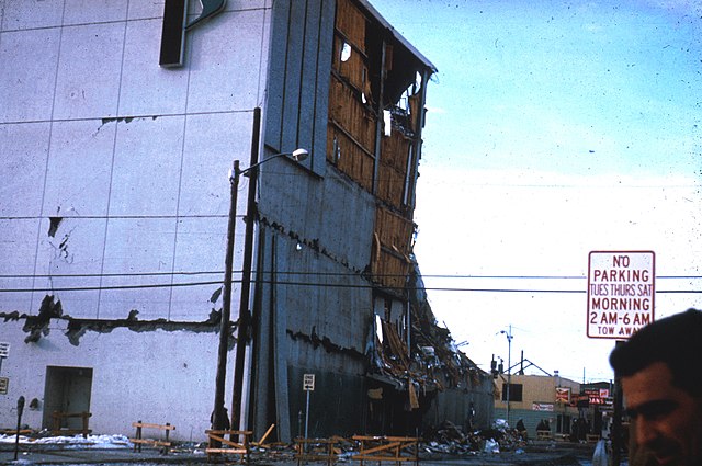 Penney Building in Anchorage in 1964, following the earthquake.