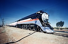 The American Freedom Train stopping in the Naval Air Station in Miramar, California on January 15, 1976 1976 American Freedom Train, 4-8-4 steam locomotive.jpg