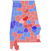 1996 United States Senate election in Alabama results map by county.svg